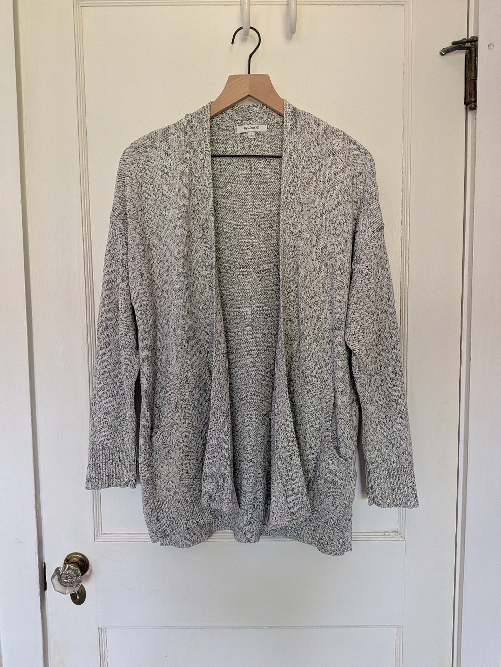 Madewell Marled Light Gray Open-Front Cotton Cardigan | M